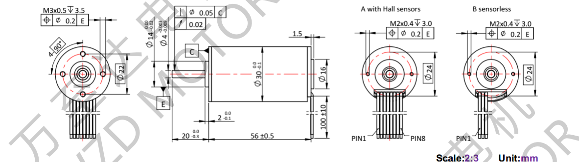 OT-ECS3056无槽无刷直流机电-空心杯机电-万至达机电