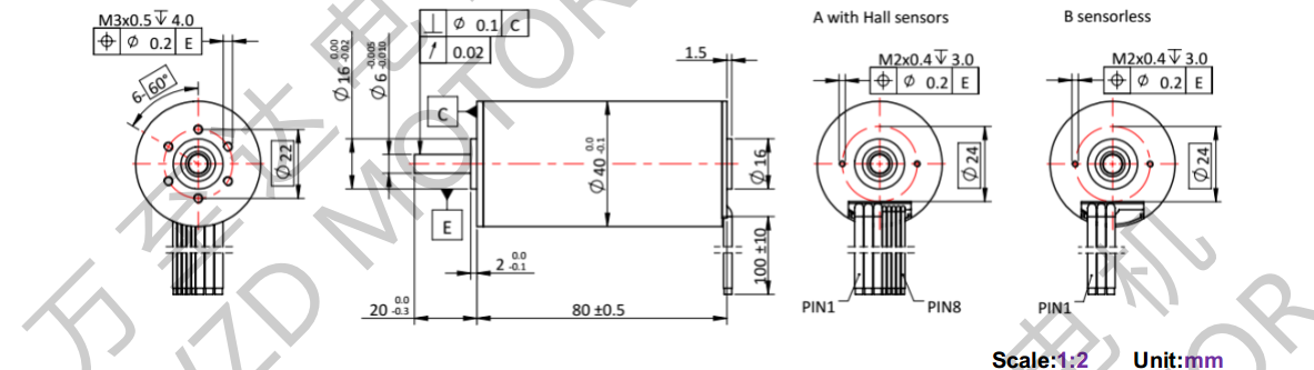 OT-ECS4080无槽无刷直流机电-空心杯机电-万至达机电
