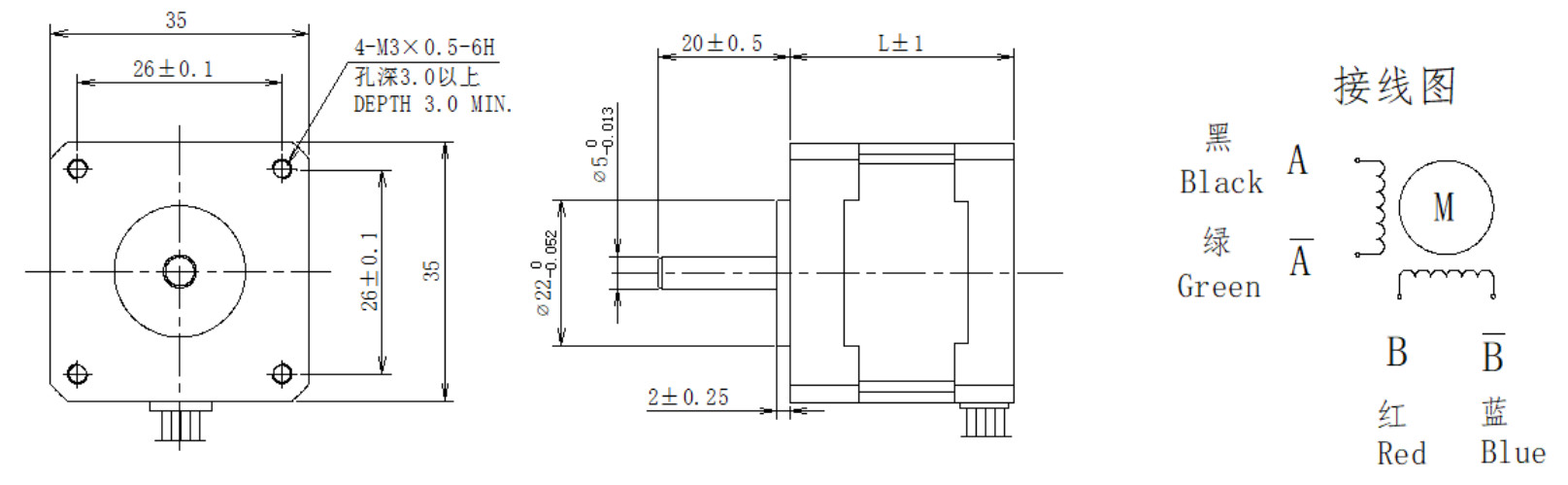 35系列0.9°两相开环步进机电布局