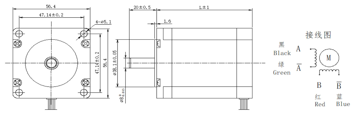 57系列0.9°两相开环步进机电布局