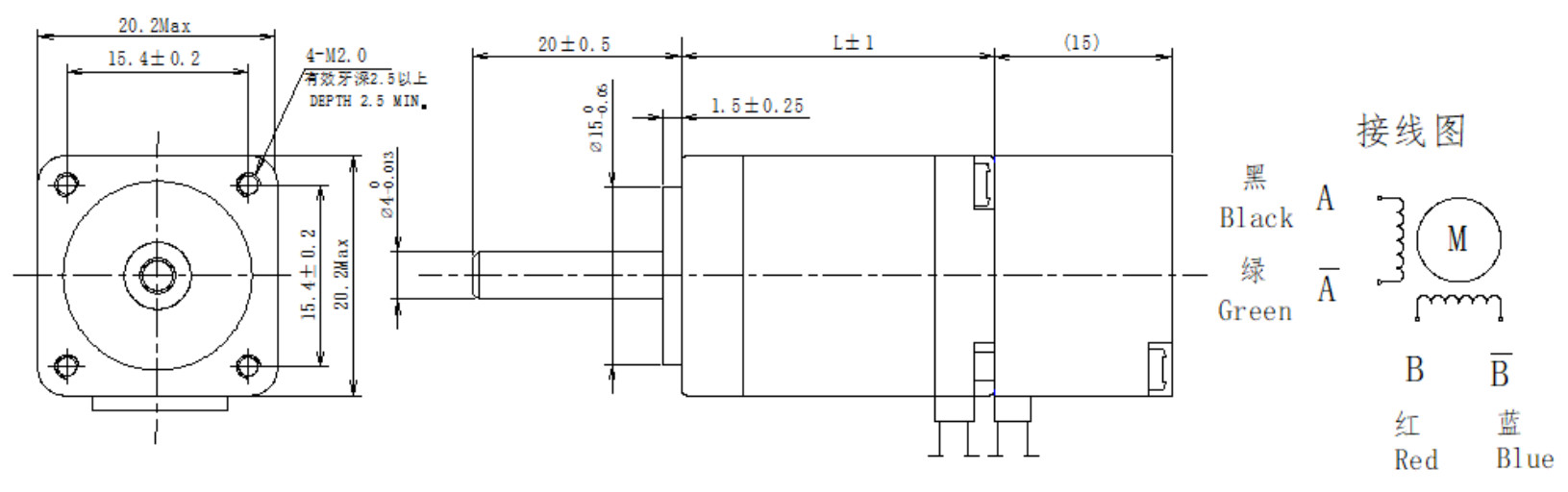 20系列1.8°两相闭环步进机电布局