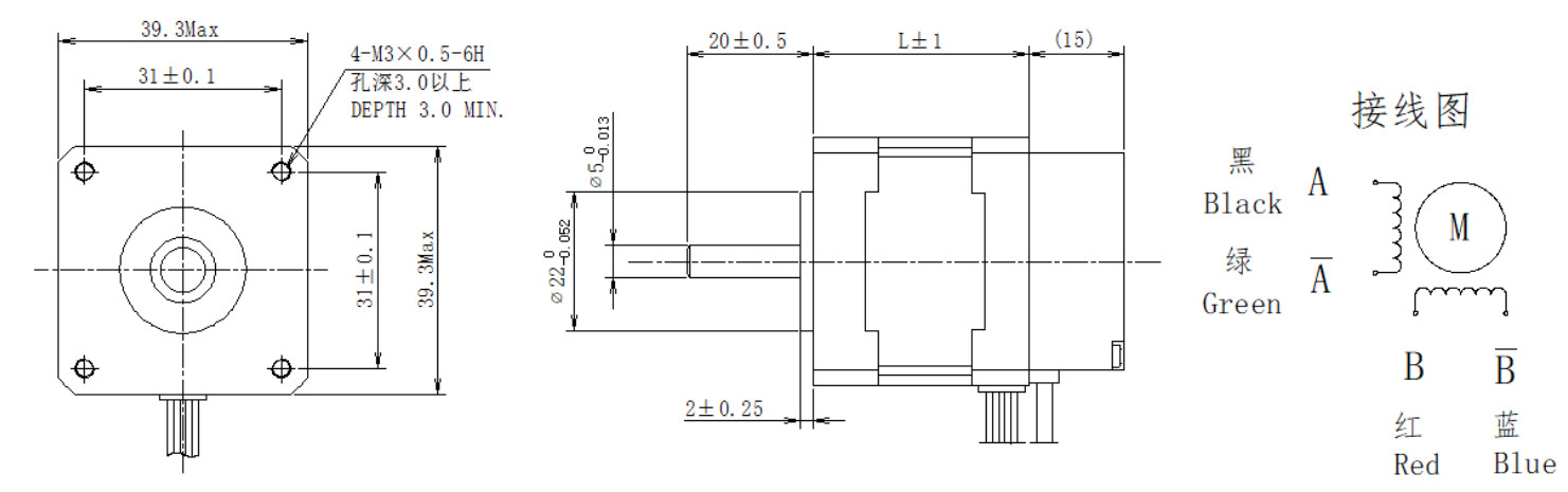 39系列1.8°两相闭环步进机电布局