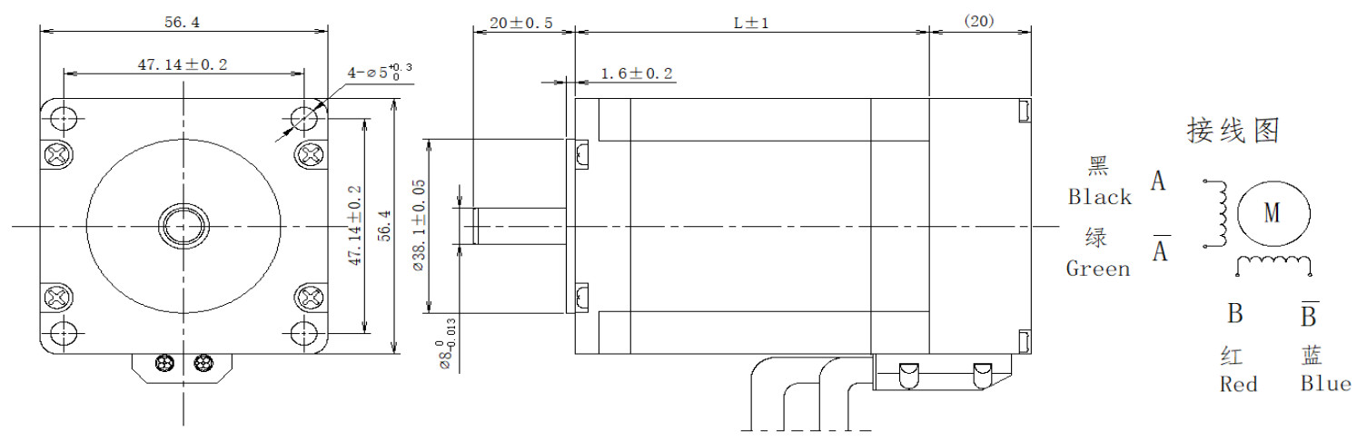 57系列0.9°两相闭环步进机电布局
