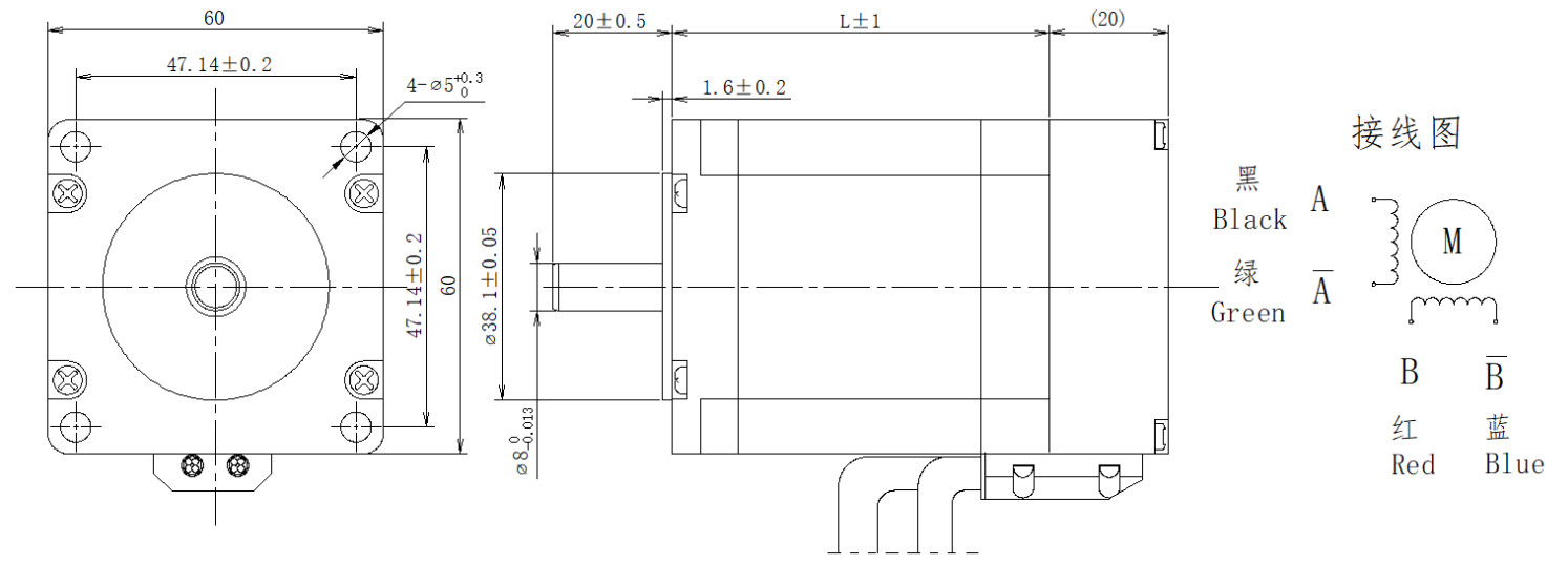 60系列1.8°两相闭环步进机电布局