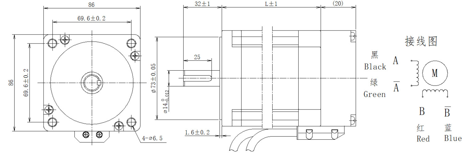 86系列1.8°两相闭环步进机电布局