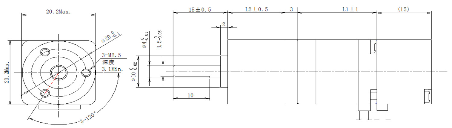 20系列闭环步进机电+齿轮箱布局
