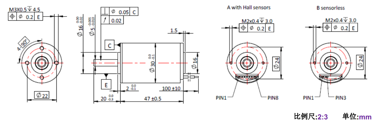 ECS-4P 3047 2对极空心杯无刷机电-万至达机电